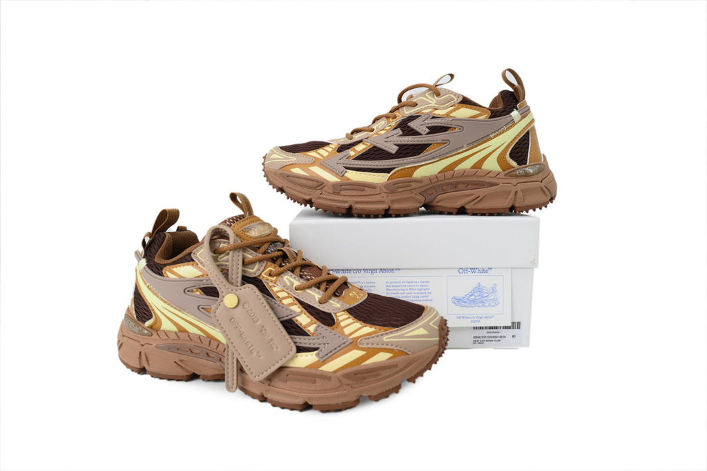 Off-White Be Right Back Brown Cream Mesh Sneakers