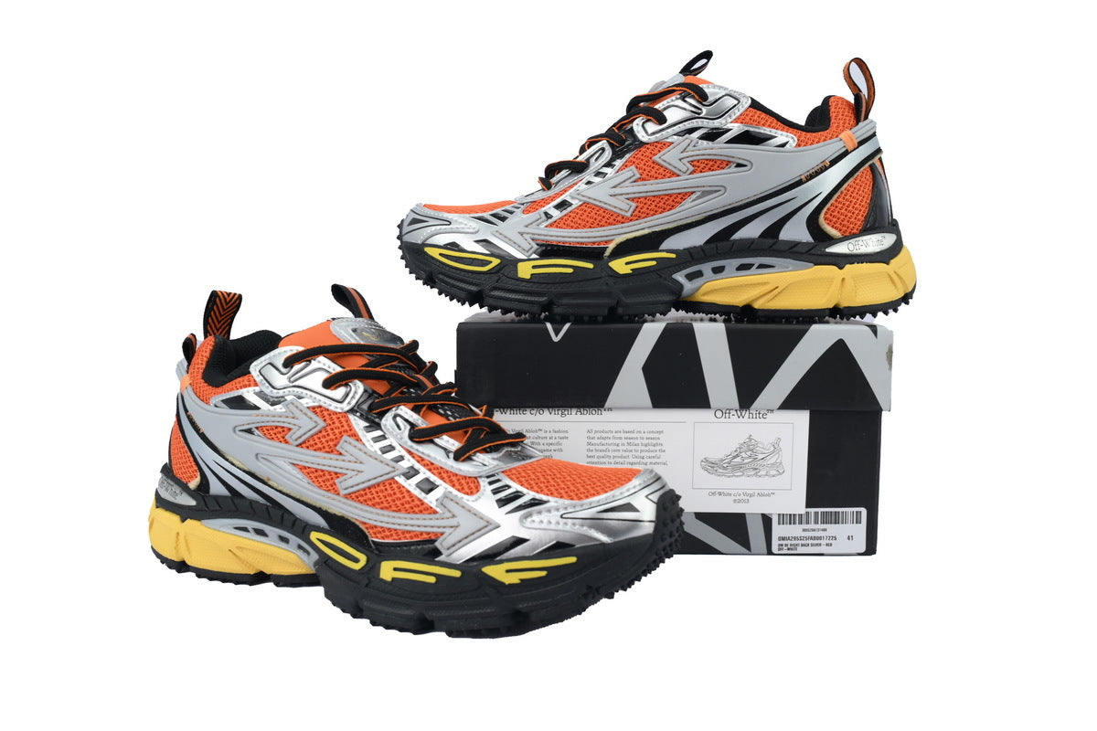 Off-White Be Right Back Silver Orange Mesh Sneakers