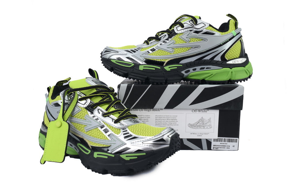 Off-White Be Right Back Silver Green Fluo Sneakers