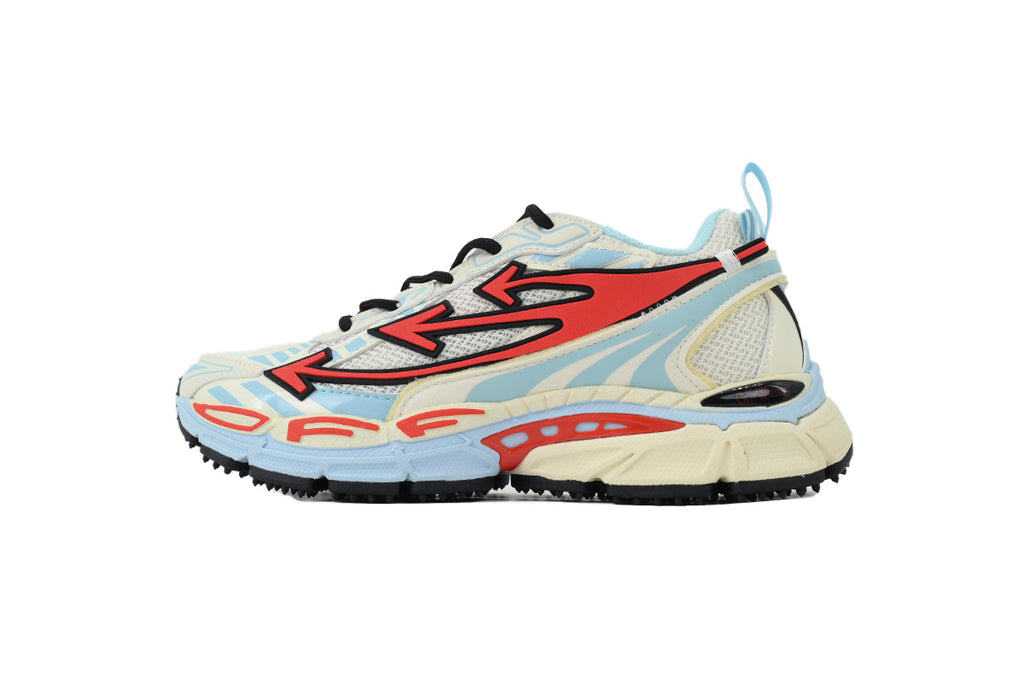 Off-White Be Right Back Light Blue Coral Red Mesh Sneakers