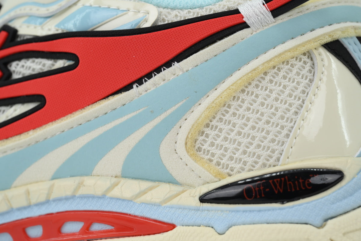 Off-White Be Right Back Light Blue Coral Red Mesh Sneakers