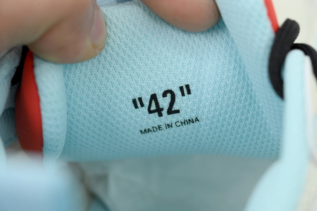 Off-White Be Right Back Light Blue Coral Red Mesh Sneakers