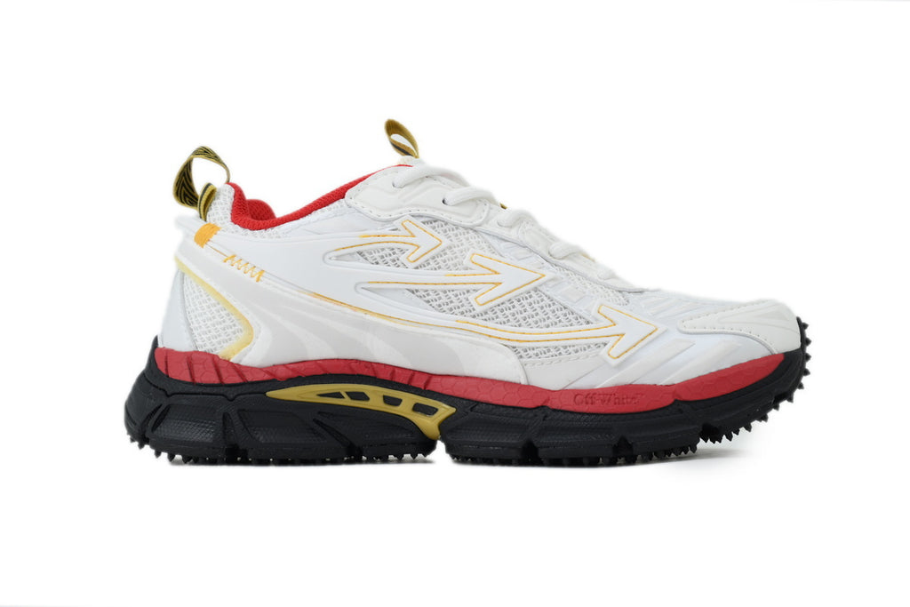 Off-White Be Right Back White Red Gold Mesh Sneakers