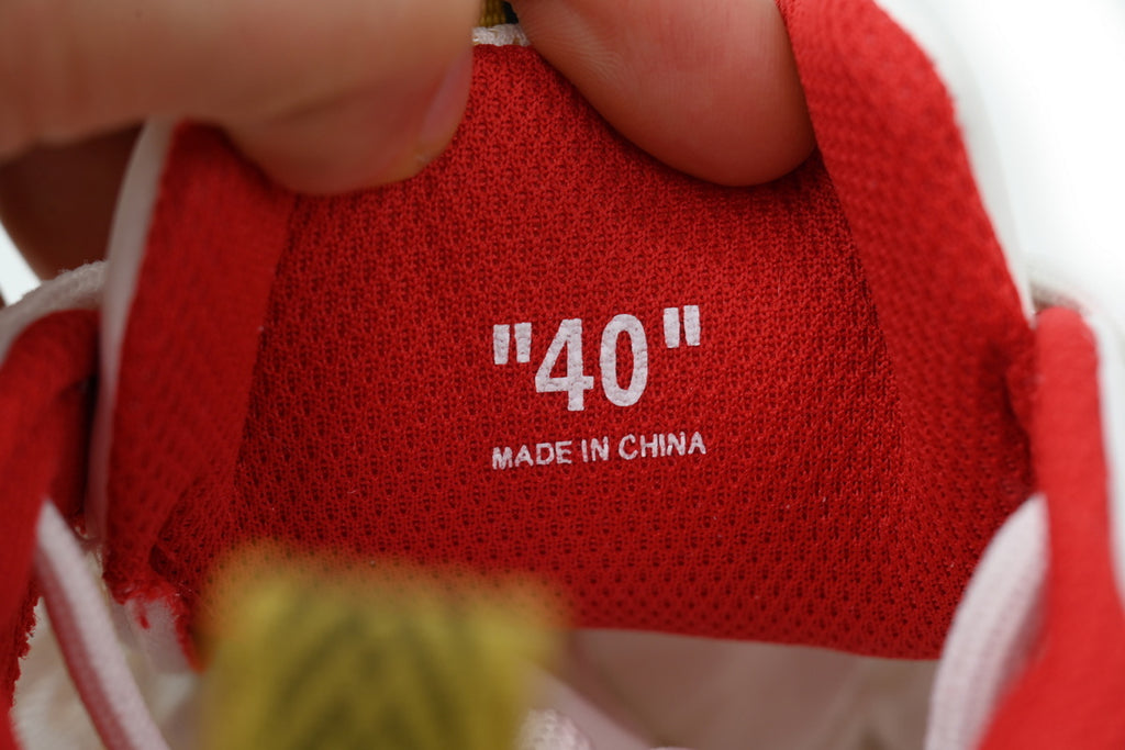 Off-White Be Right Back White Red Gold Mesh Sneakers
