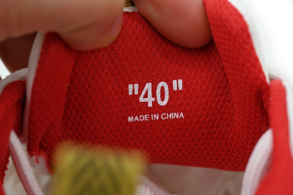 Off-White Be Right Back White Red Gold Mesh Sneakers