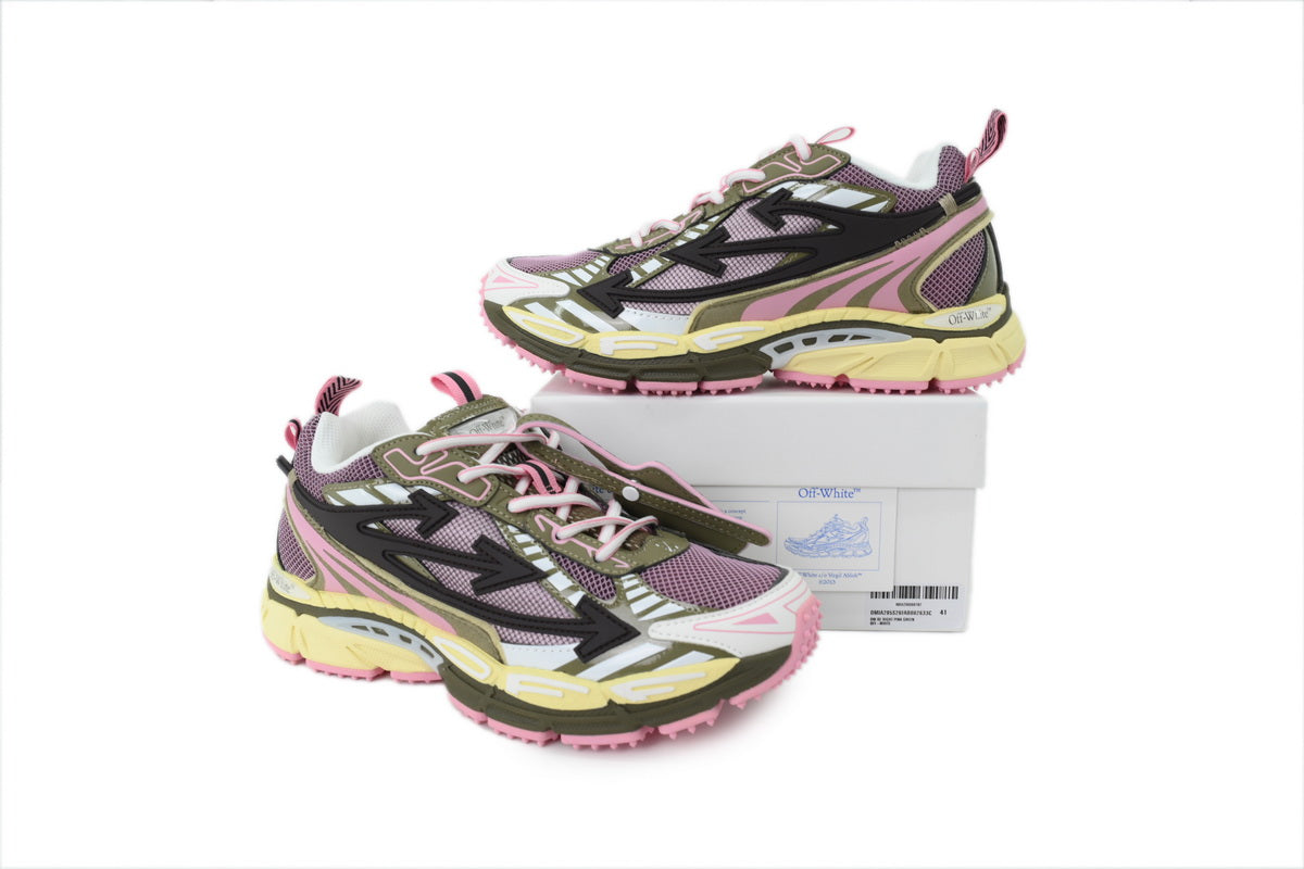 Off-White Be Right Back Khaki Soft Pink Mesh Sneakers