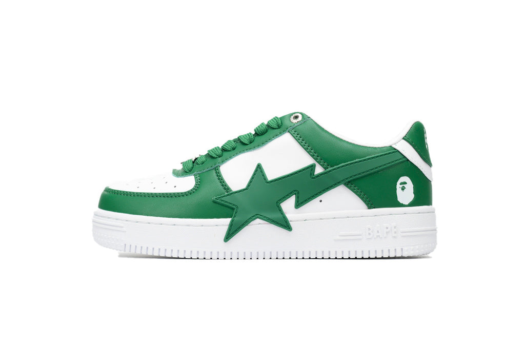 A BATHING APE BAPE STA Low White Green Star
