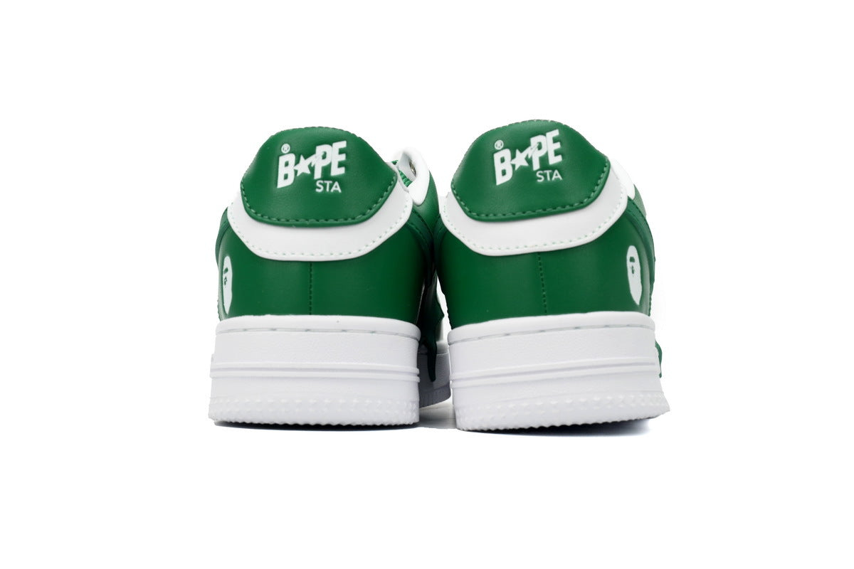 A BATHING APE BAPE STA Low White Green Star