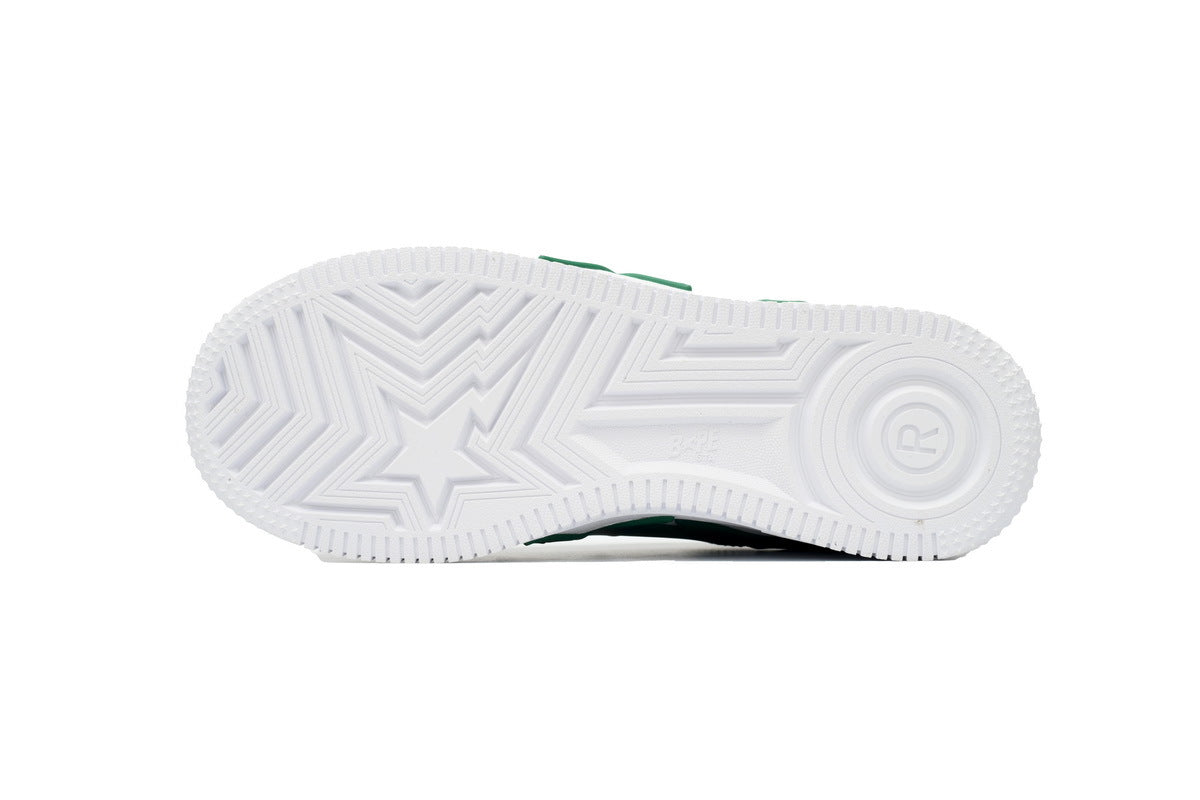 A BATHING APE BAPE STA Low White Green Star