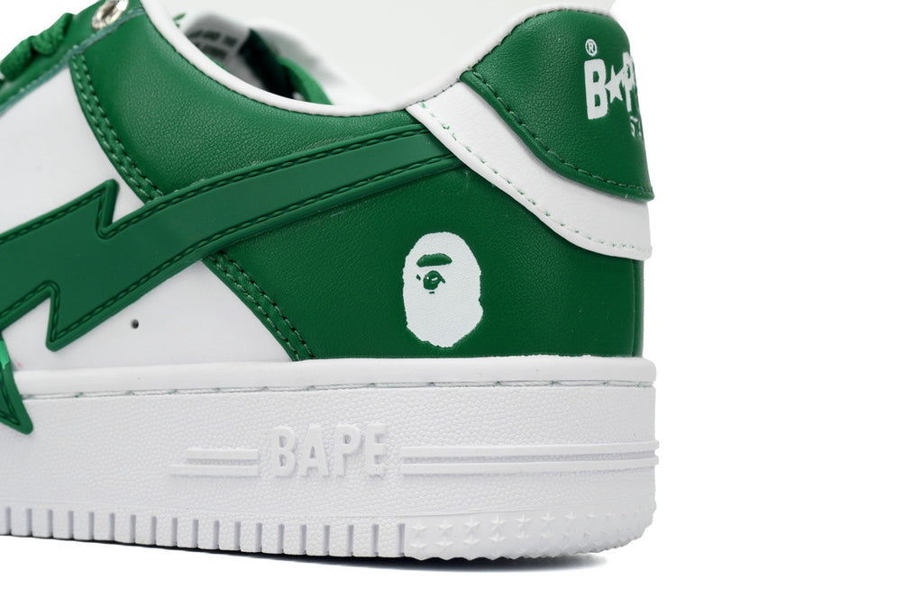A BATHING APE BAPE STA Low White Green Star