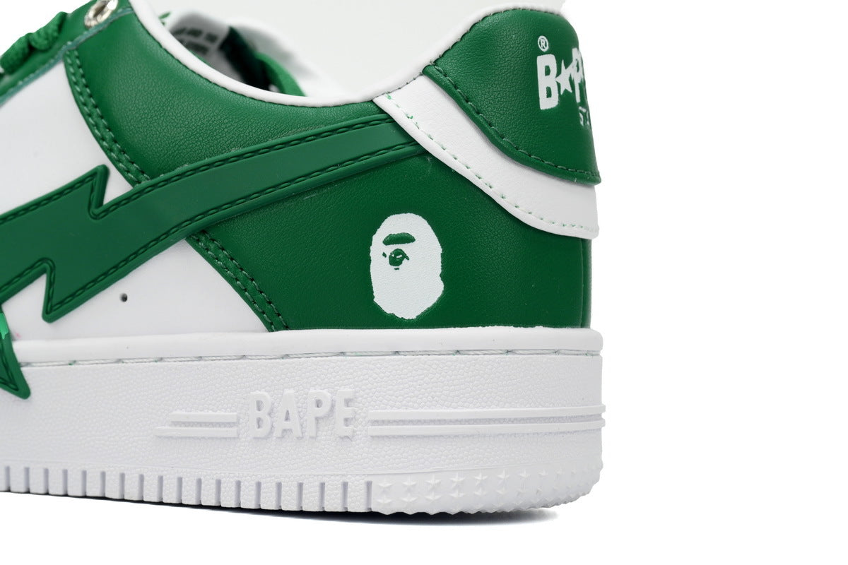 A BATHING APE BAPE STA Low White Green Star