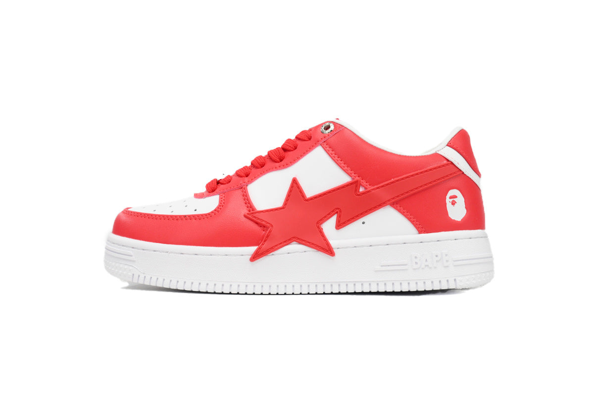 A BATHING APE BAPE STA Low White & Red Star Men's Sneakers
