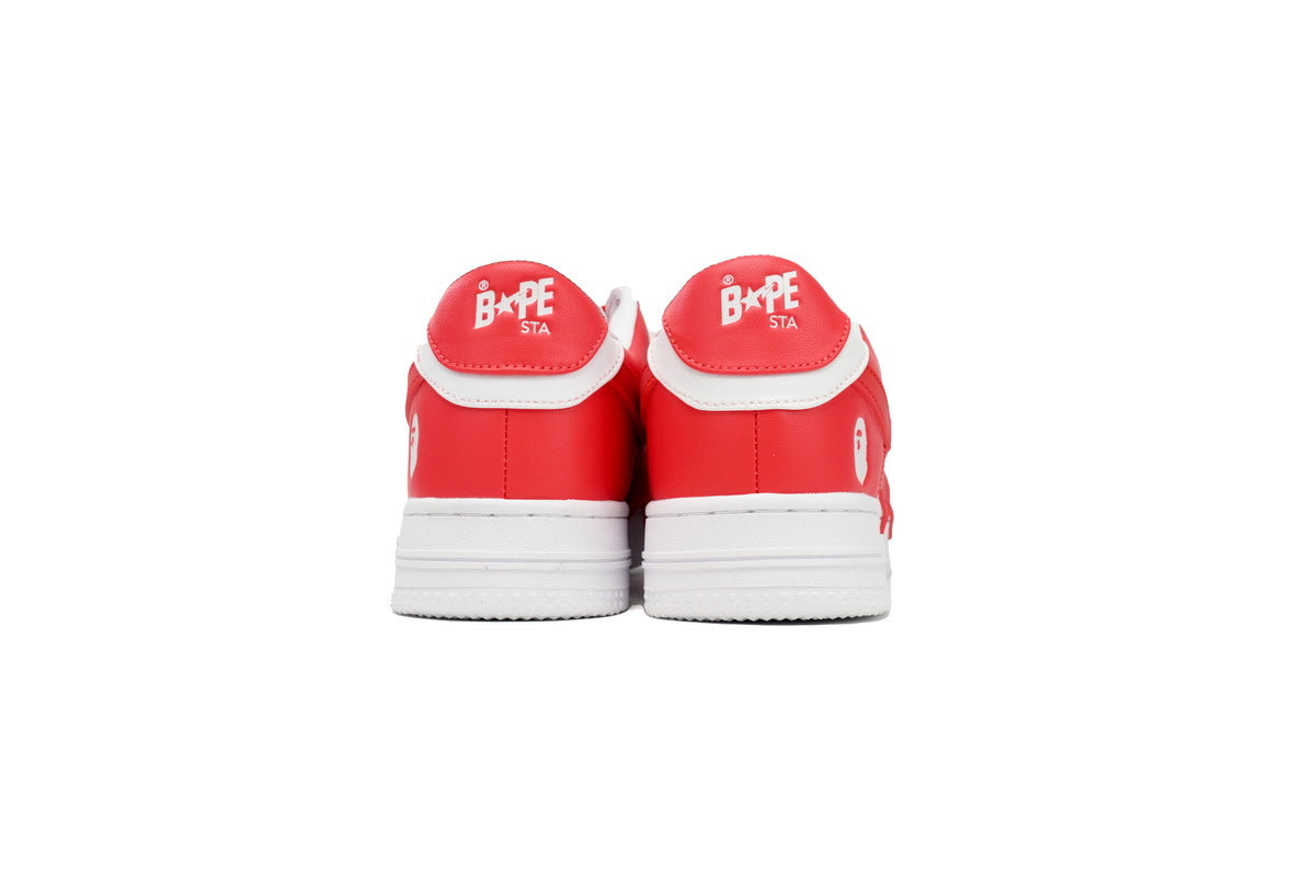 A BATHING APE BAPE STA Low White & Red Star Men's Sneakers