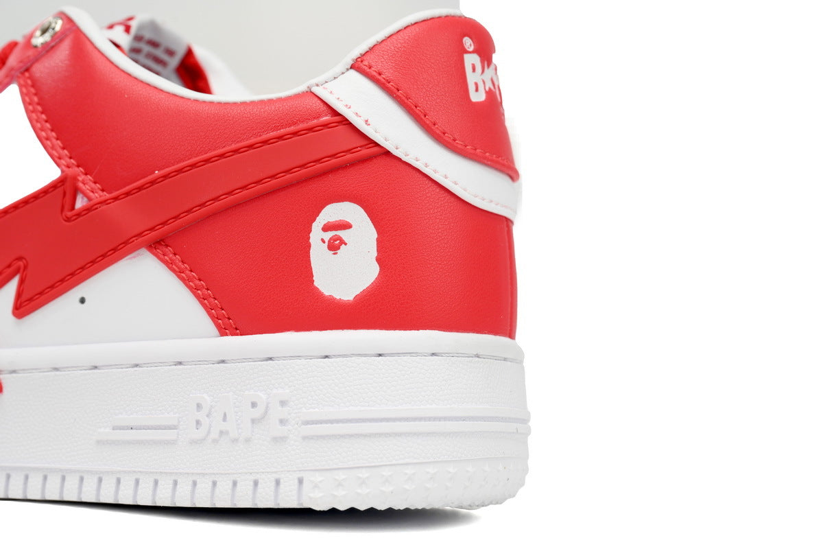 A BATHING APE BAPE STA Low White & Red Star Men's Sneakers