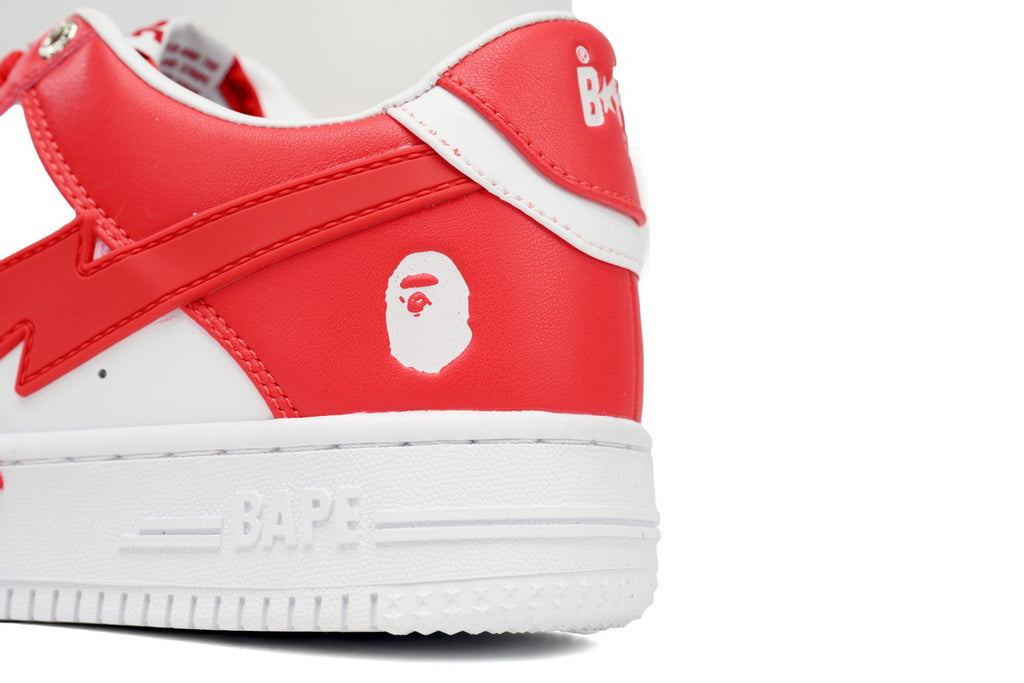 A BATHING APE BAPE STA Low White Red Star Sneakers