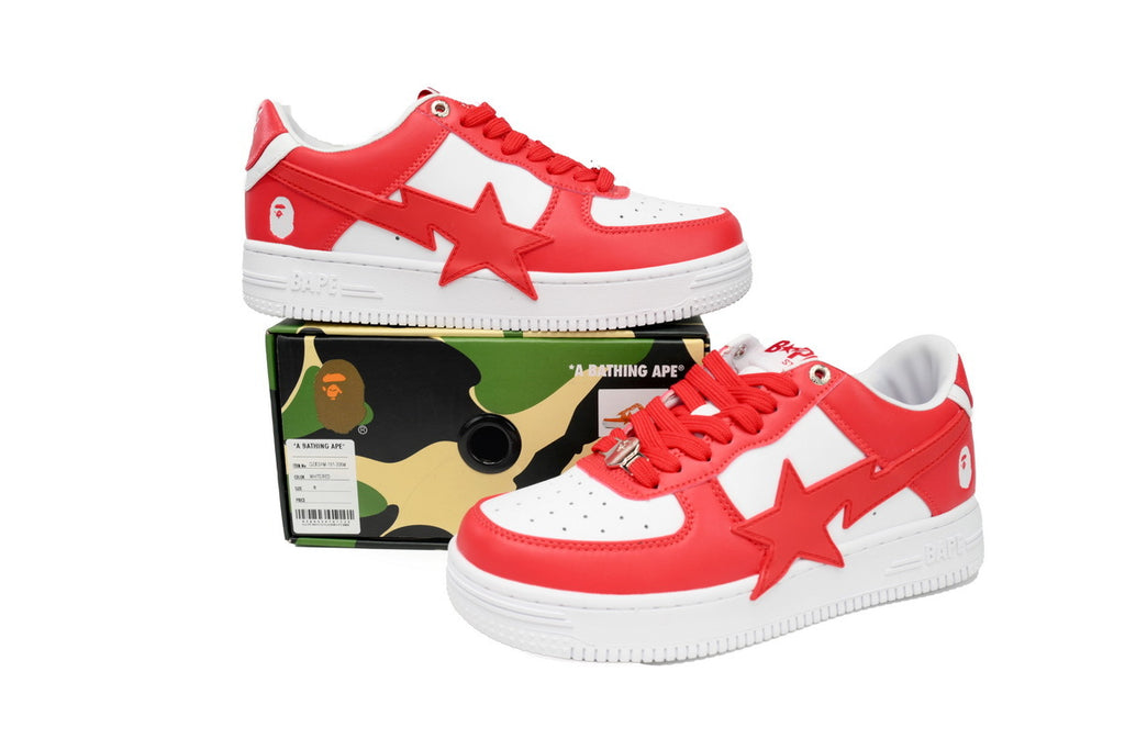 A BATHING APE BAPE STA Low White Red Star Sneakers