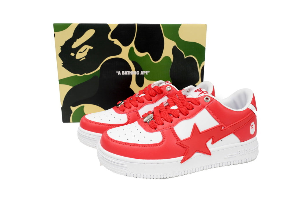 A BATHING APE BAPE STA Low White & Red Star Men's Sneakers