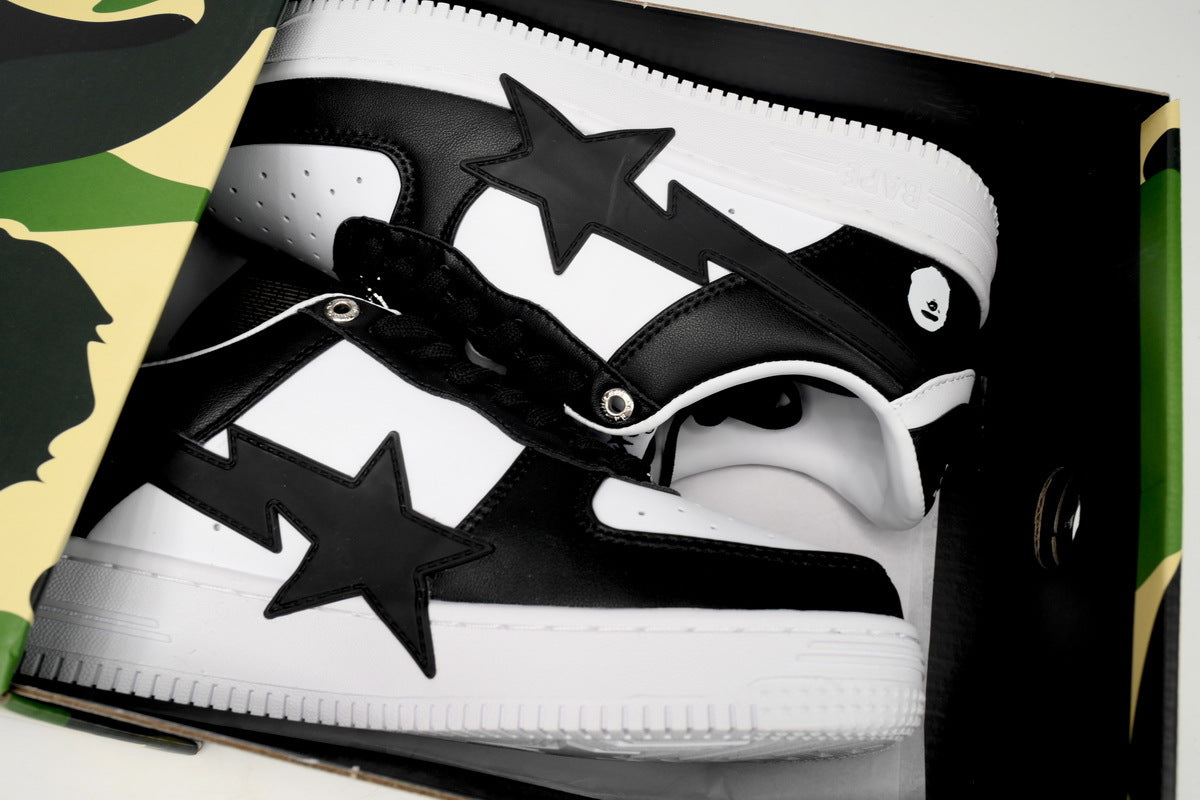 A BATHING APE BAPE STA Low Black White Star