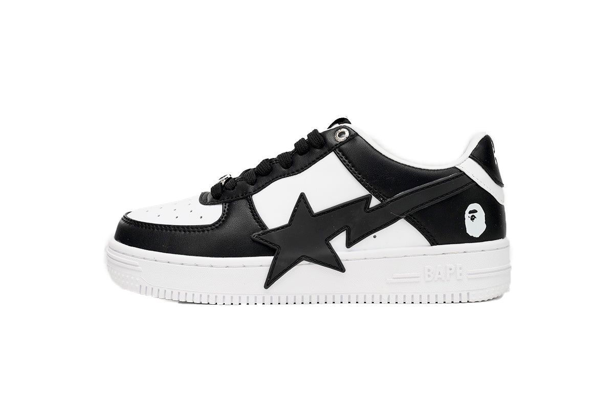 A BATHING APE BAPE STA Low Black White Star
