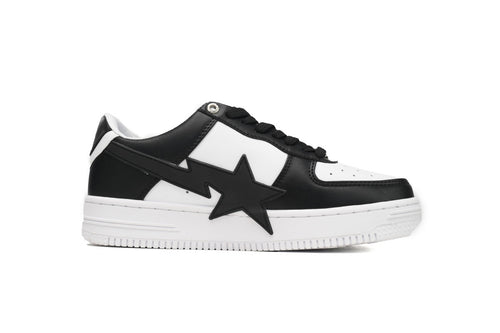 A BATHING APE BAPE STA Low Black and White Star Sneakers