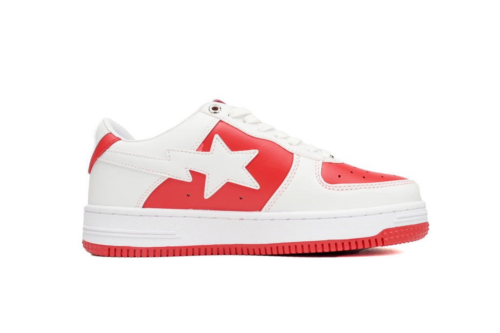 A BATHING APE BAPE STA Low Red and White Sneakers