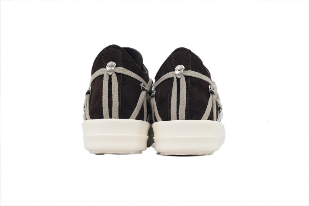 Rick Owens Megalace Low Black Suede Sneakers