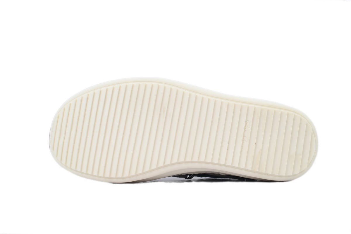 Rick Owens Megalace Low Black Suede Sneakers