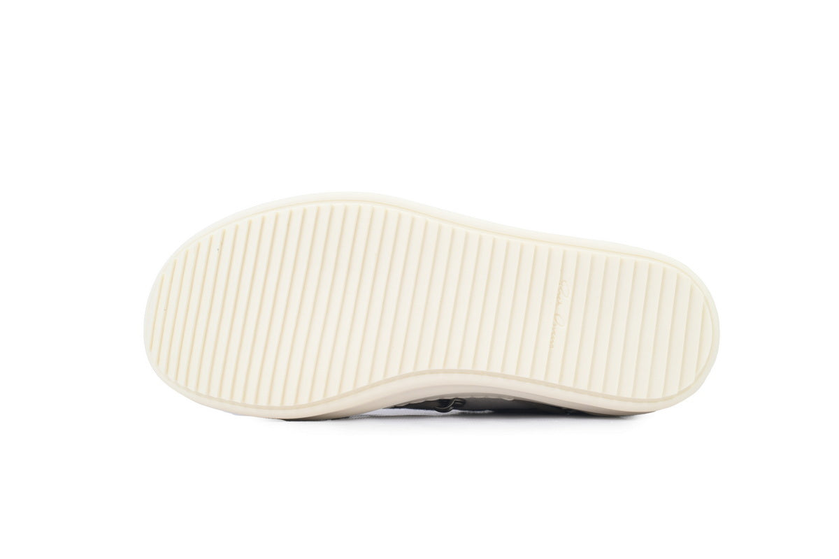 Rick Owens Hollywood Megalaced Low Rice White Suede Sneakers