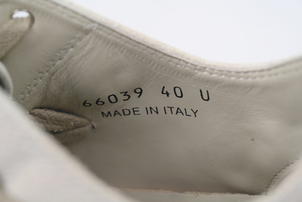 Rick Owens Hollywood Megalaced Low Rice White Suede Sneakers