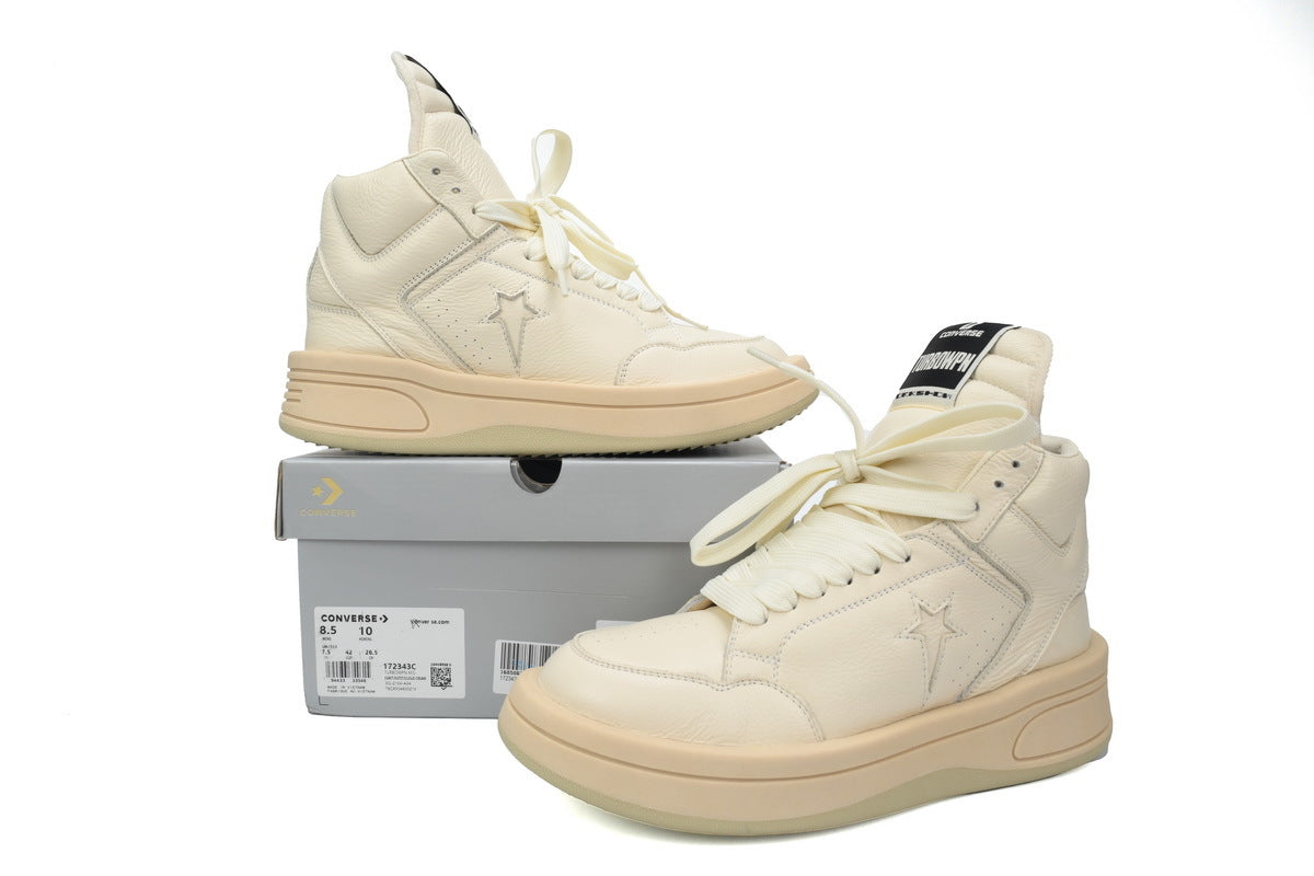 Rick Owens DRKSHDW x Converse TURBOWPN Mid Egret Leather Sneakers