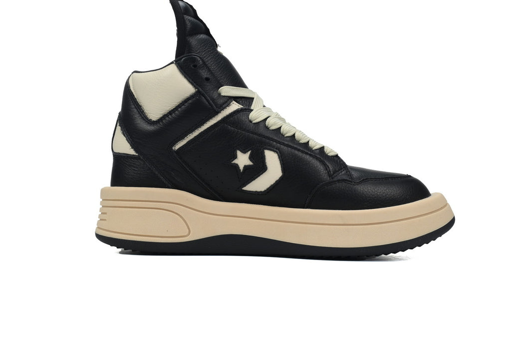 Rick Owens DRKSHDW x Converse TURBOWPN Black White Leather Sneakers