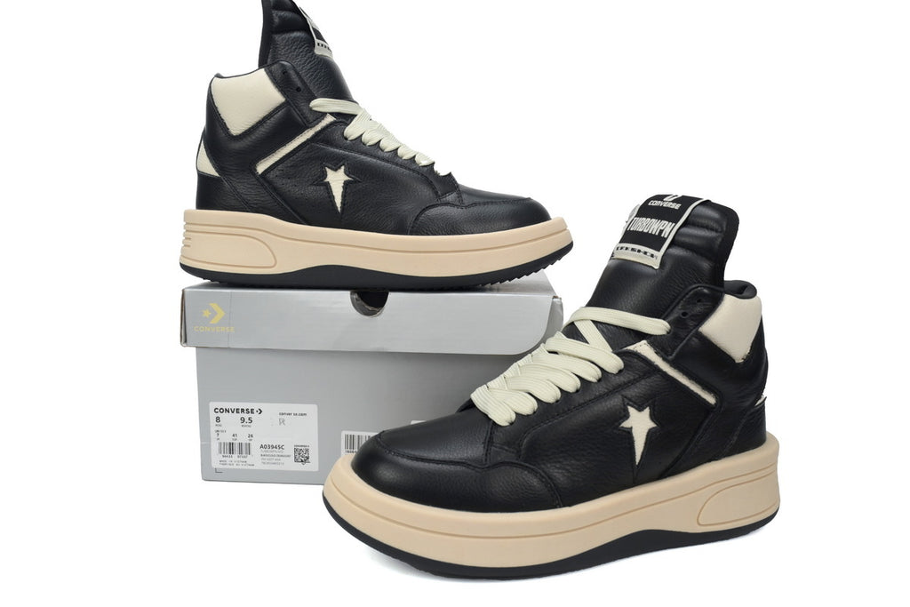 Rick Owens DRKSHDW x Converse TURBOWPN Black White Leather Sneakers