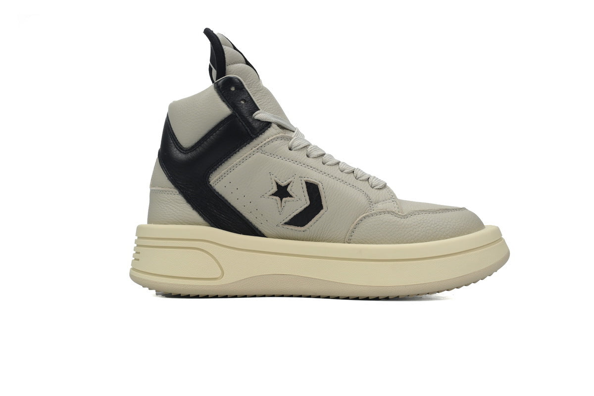 Converse x Rick Owens DRKSHDW TURBOWPN Oyster Black Leather Sneakers