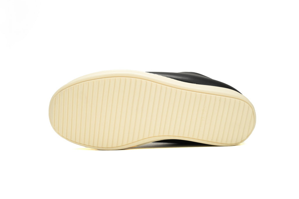 Rick Owens Jumbo Lace Padded Low Black Leather Sneakers