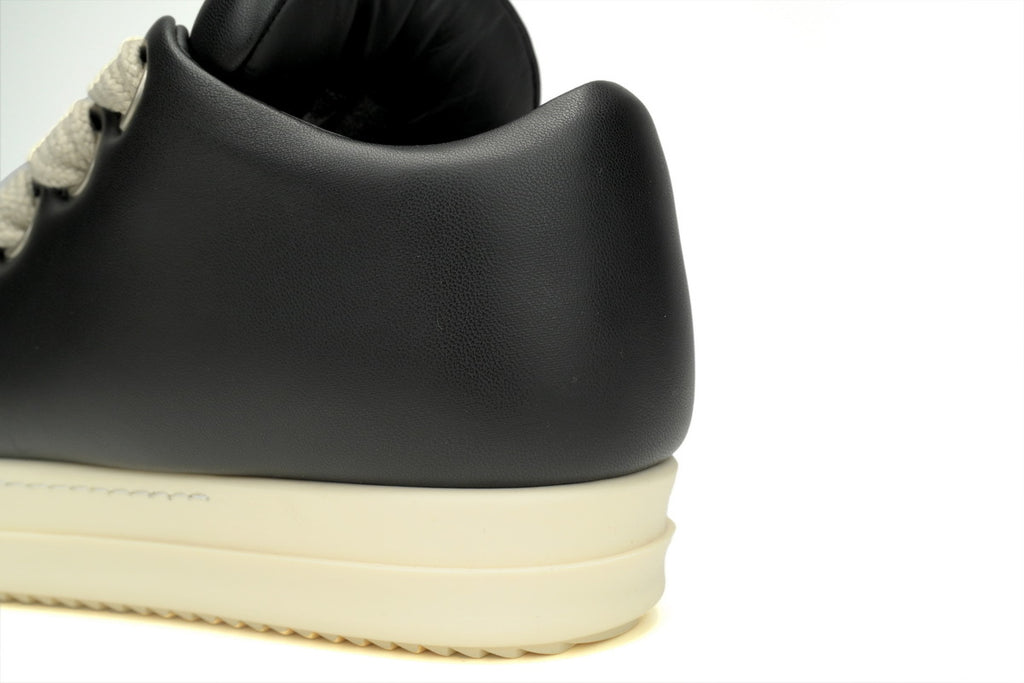 Rick Owens Jumbo Lace Padded Low Black Leather Sneakers