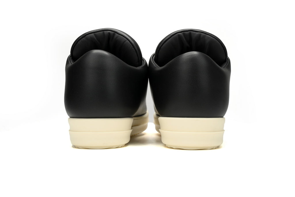 Rick Owens Hollywood Jumbolaced Black Milk Leather Sneakers