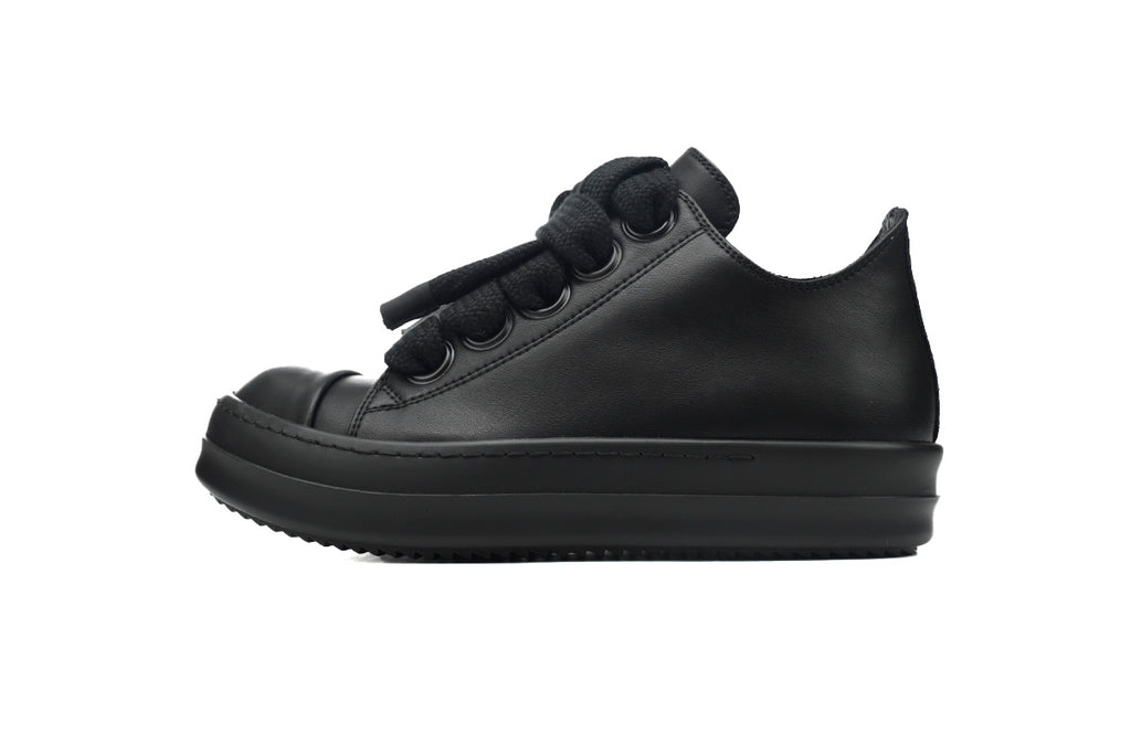 Rick Owens Jumbolace Low Black Leather Sneakers