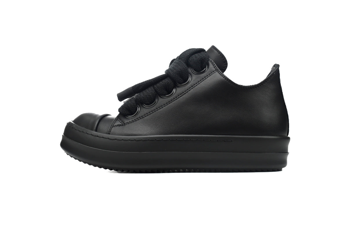Rick Owens Jumbolace Low Black Leather Sneakers