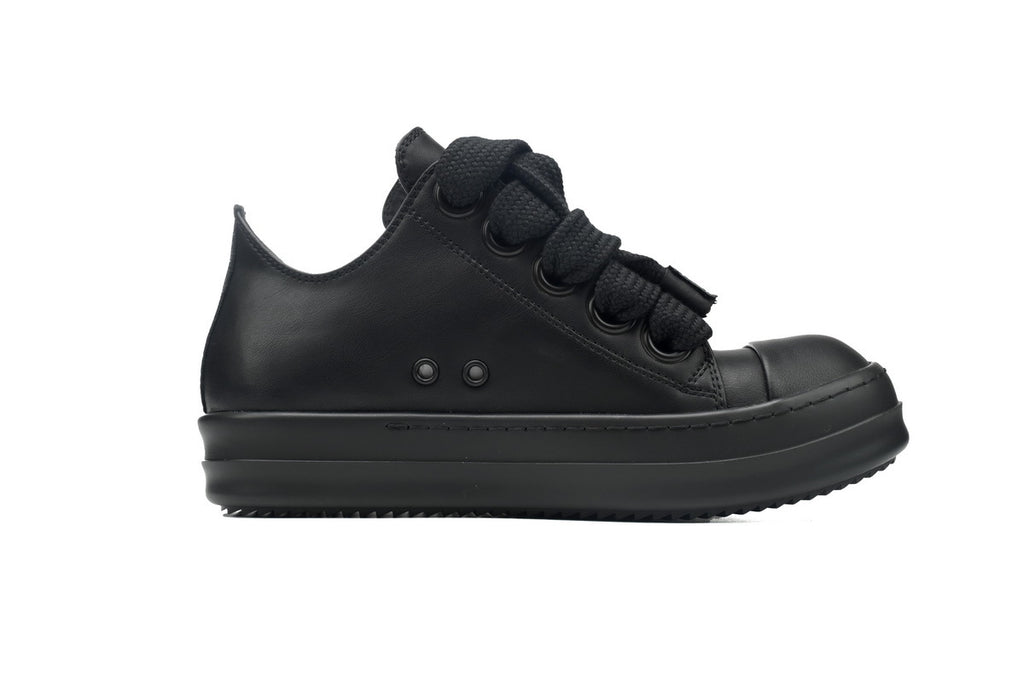 Rick Owens Jumbolace Low Black Leather Sneakers