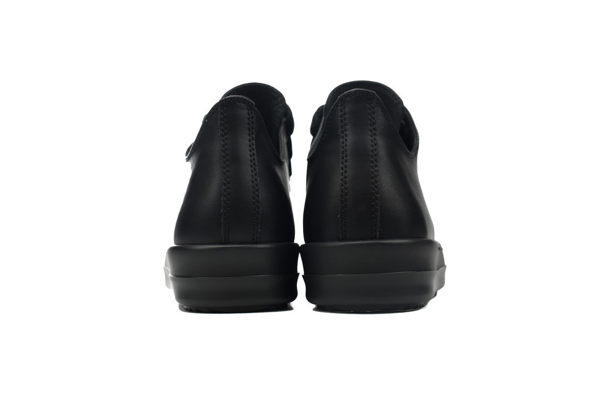 Rick Owens Jumbolace Low Black Leather Sneakers