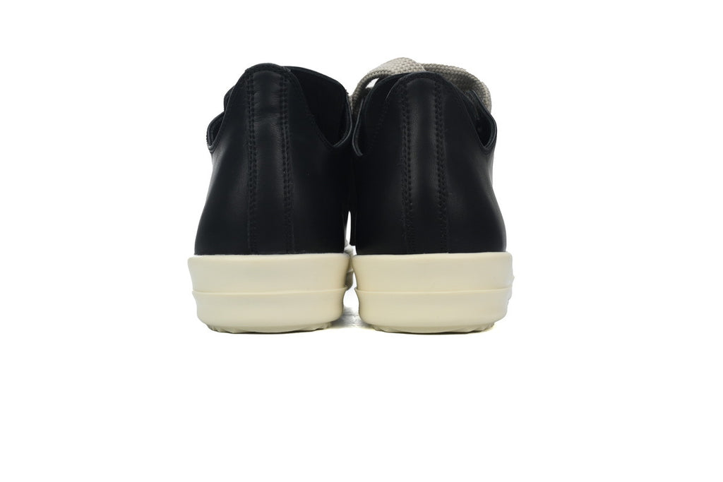 Rick Owens Jumbolace Low Black White Leather Sneakers
