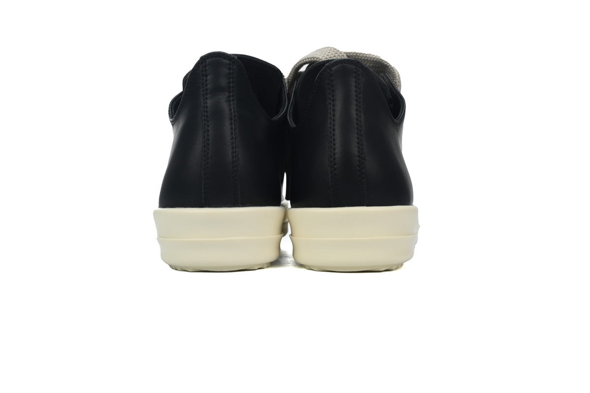Rick Owens Jumbolace Low Black White Leather Sneakers