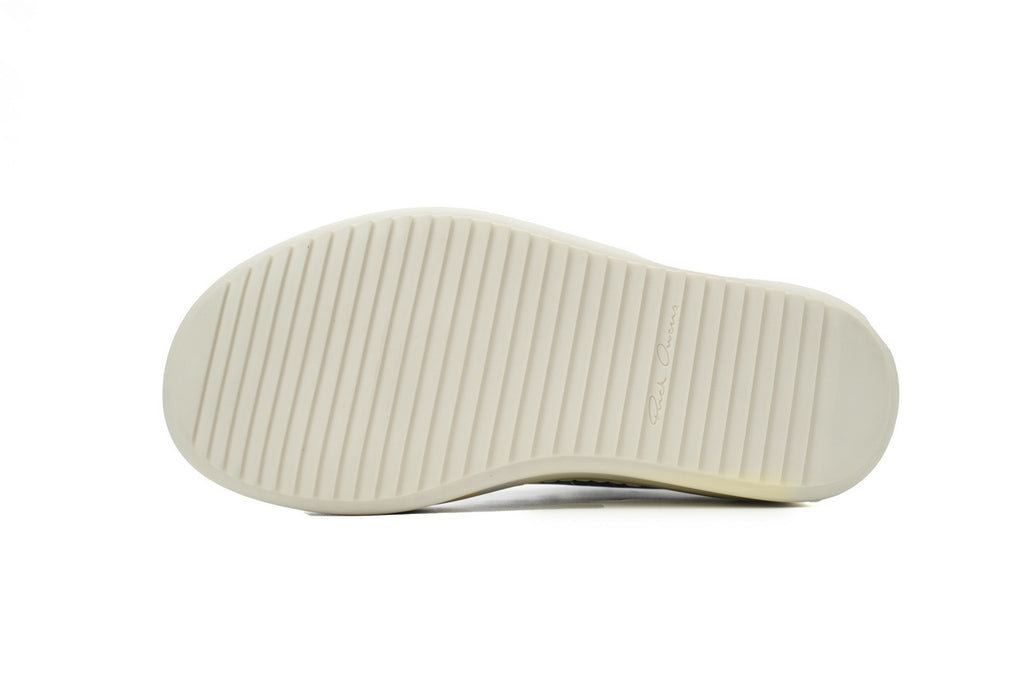 Rick Owens Black White Platform Leather Low-Top Sneakers
