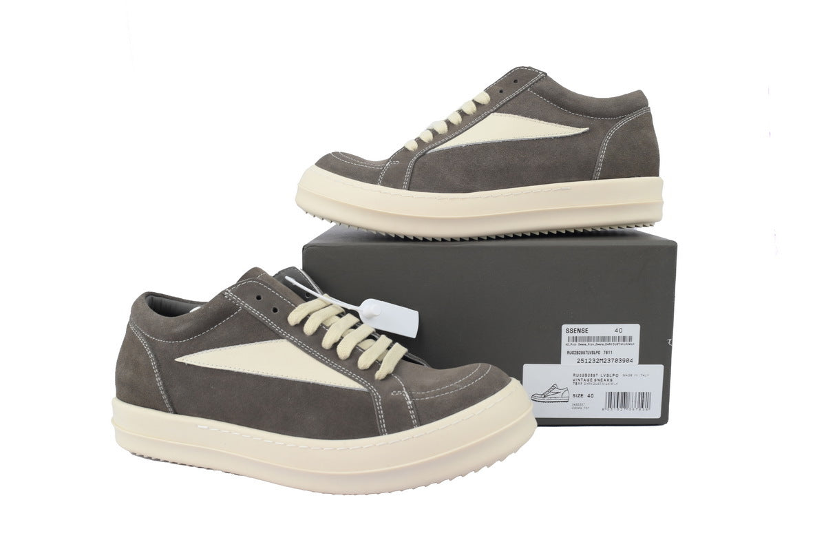 Rick Owens Vintage Low Mocha Brown Suede Sneakers
