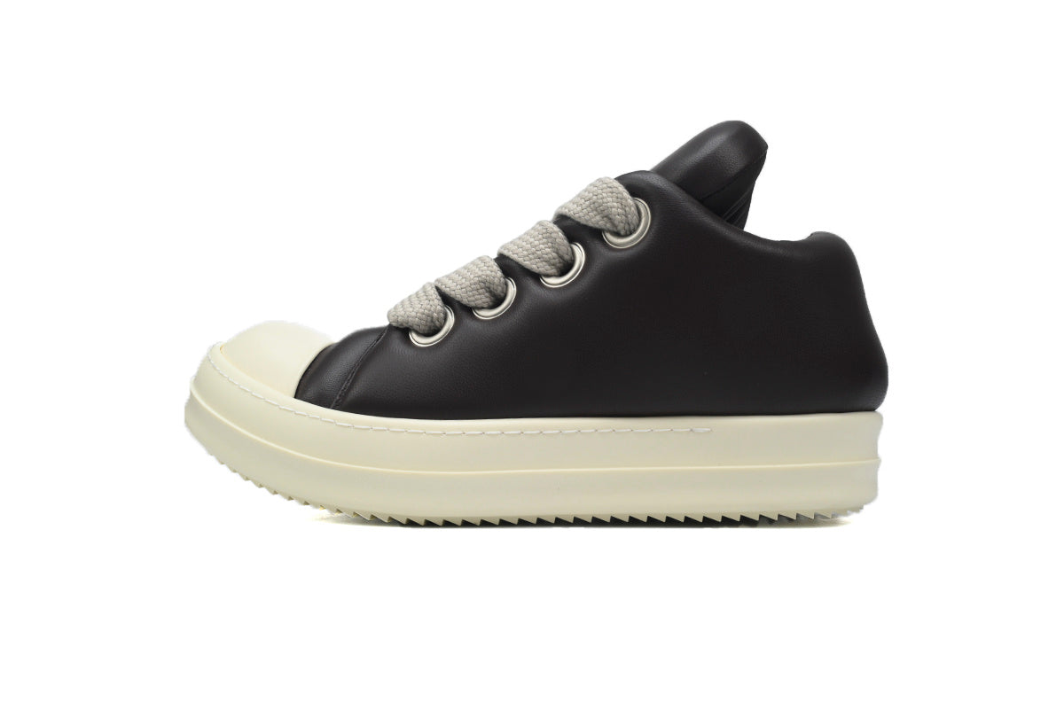 Rick Owens Jumbo Lace Low Brown Leather Sneakers
