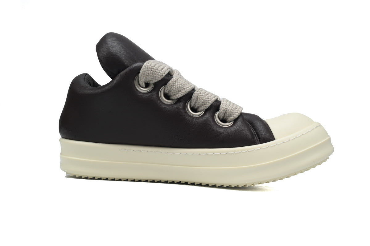 Rick Owens Jumbo Lace Low Brown Leather Sneakers