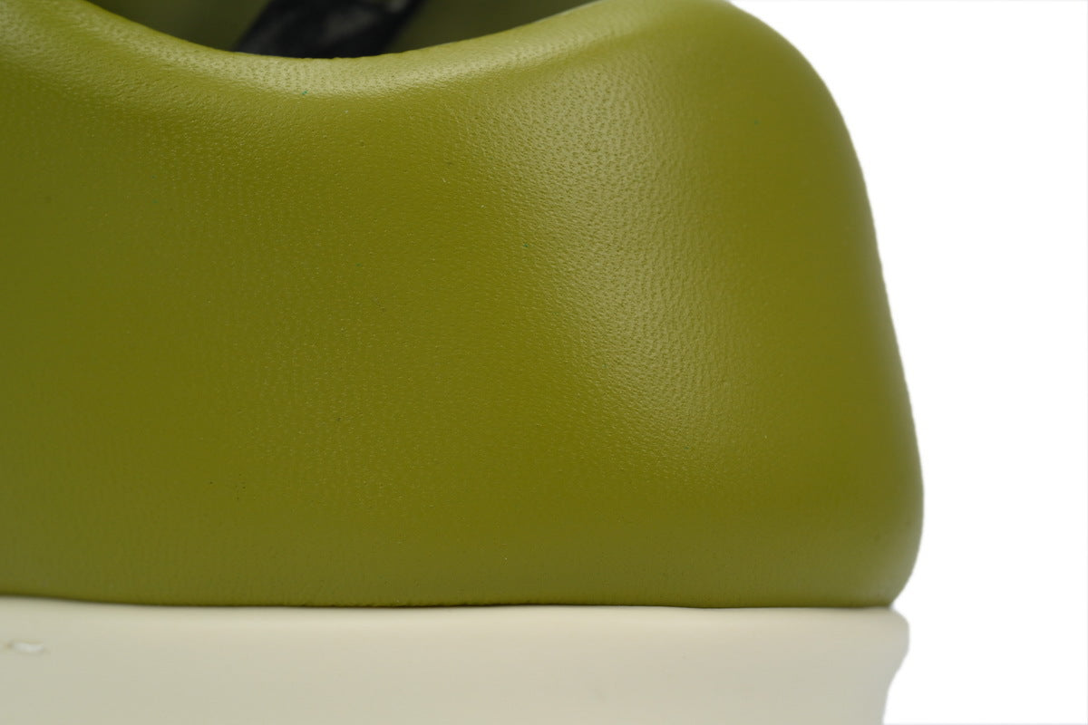 Rick Owens Jumbo Puffer Low Light Green Leather Sneakers