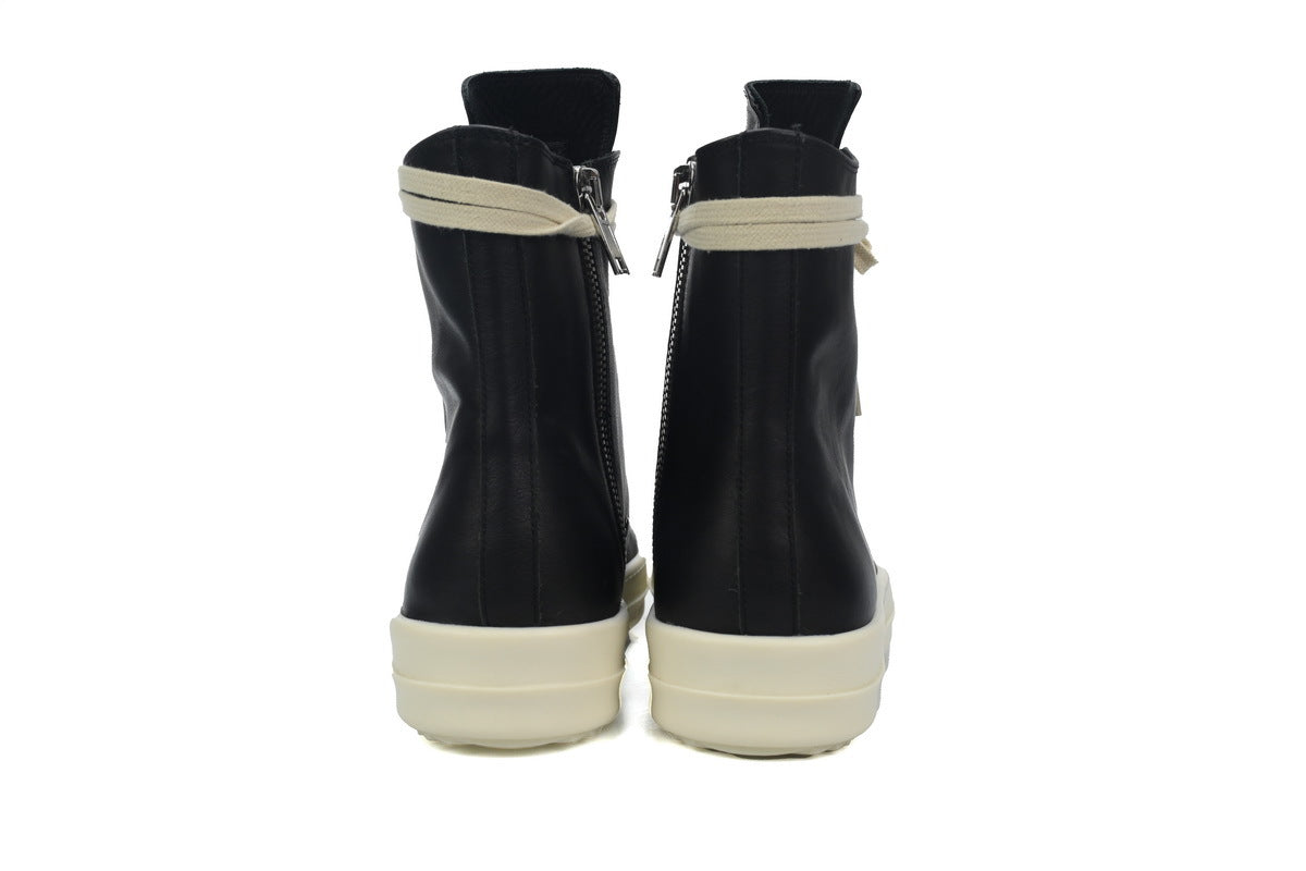 Rick Owens Phlegethon High Black Milk Leather Sneakers