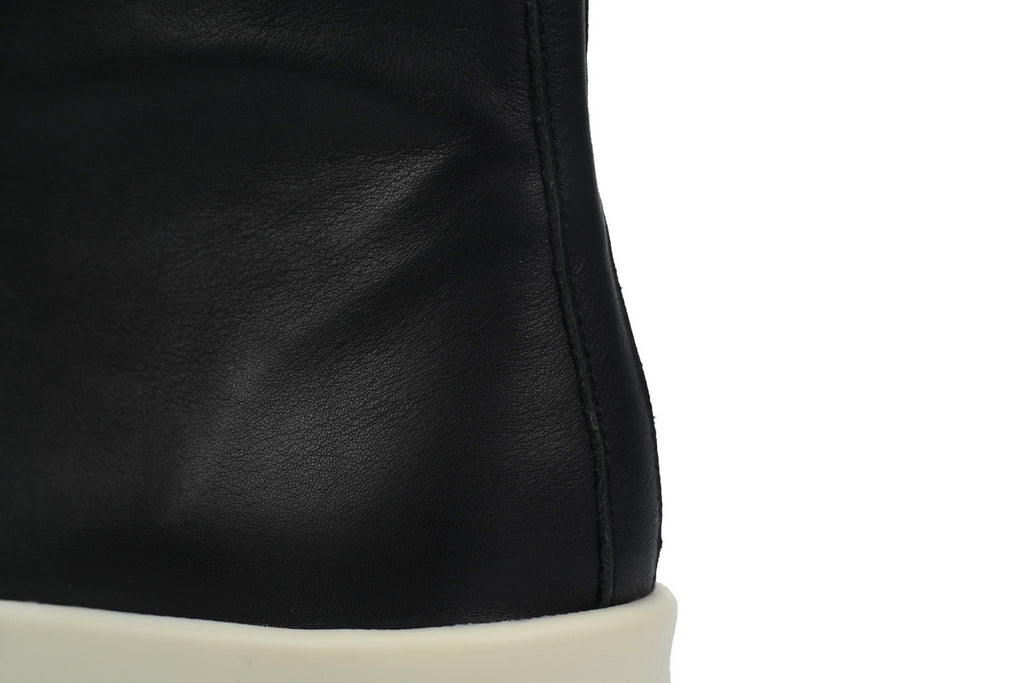 Rick Owens Phlegethon High Black Milk Leather Sneakers