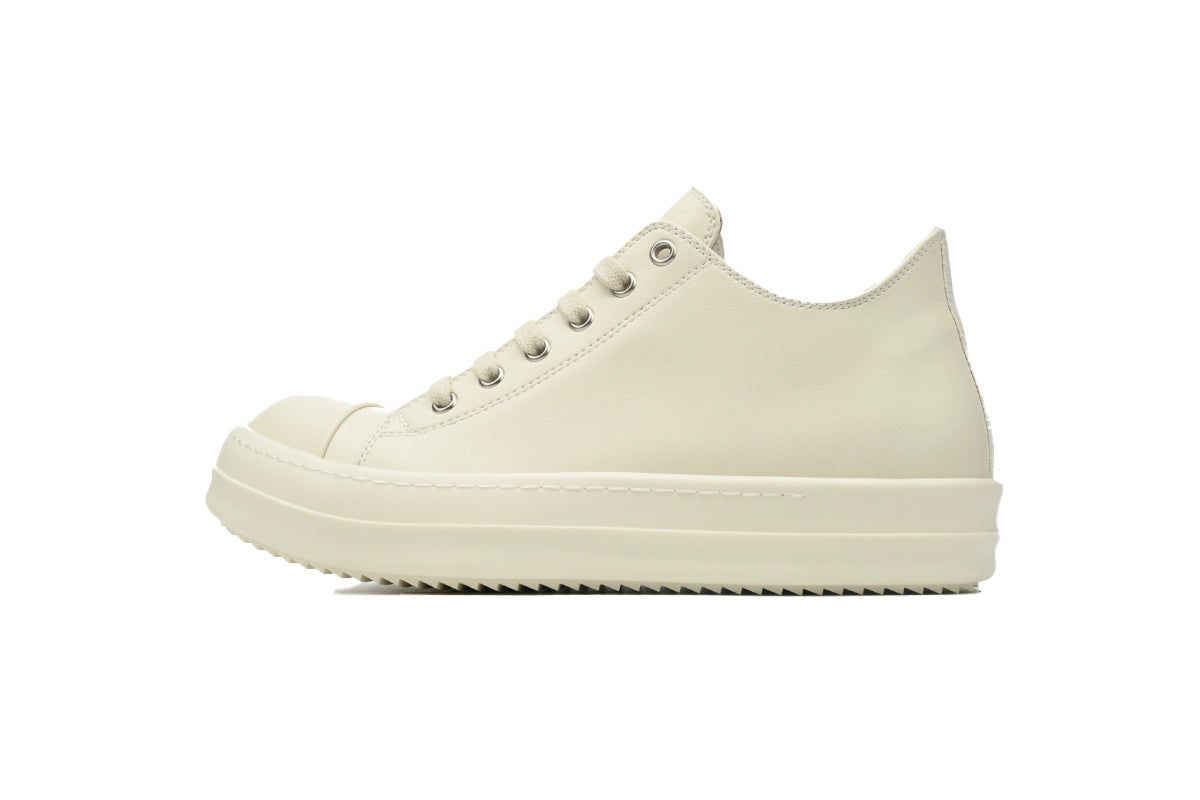 Rick Owens Tower Low Milk Full-Grain Leather Sneakers